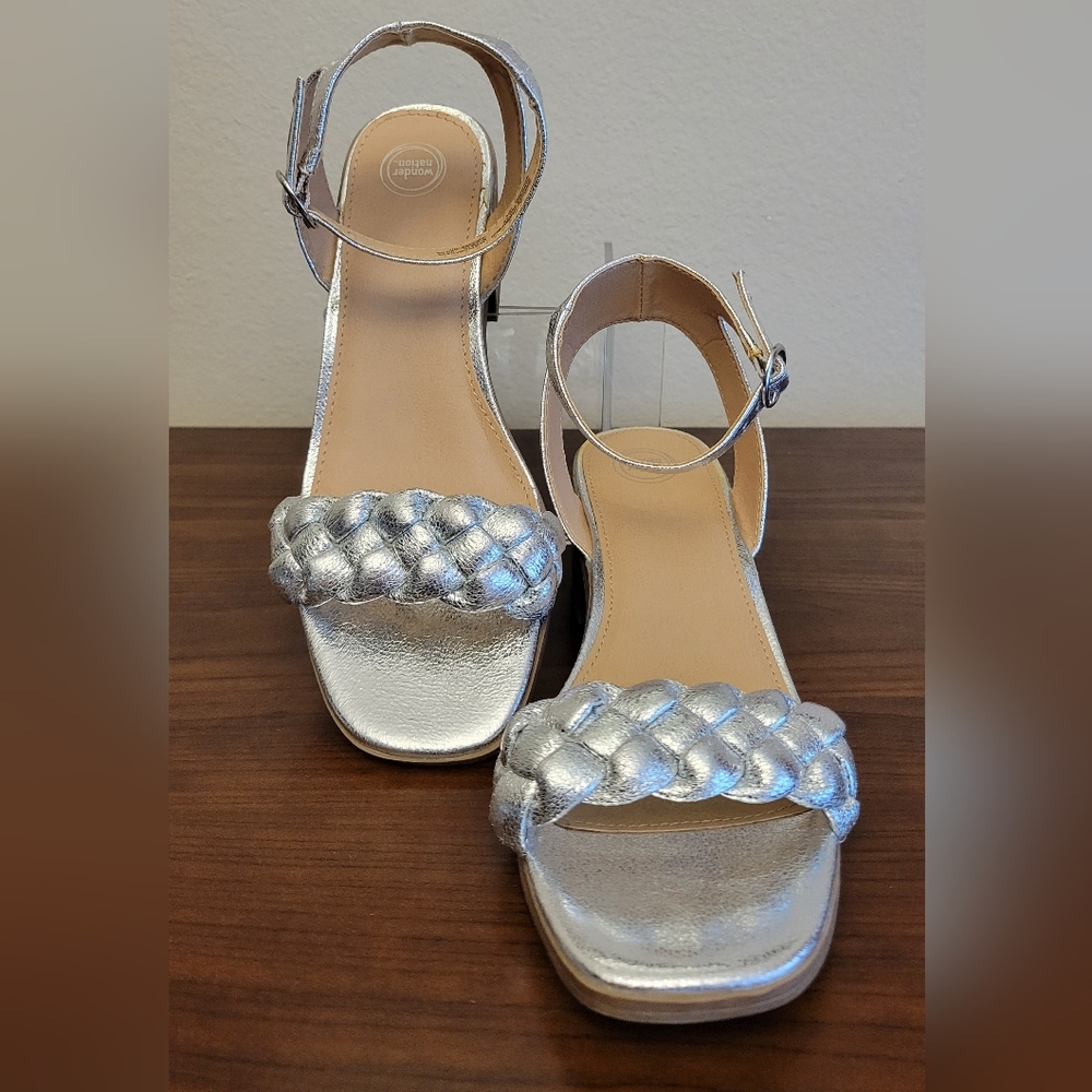 Wonder Nation girl's braided heeled sandals